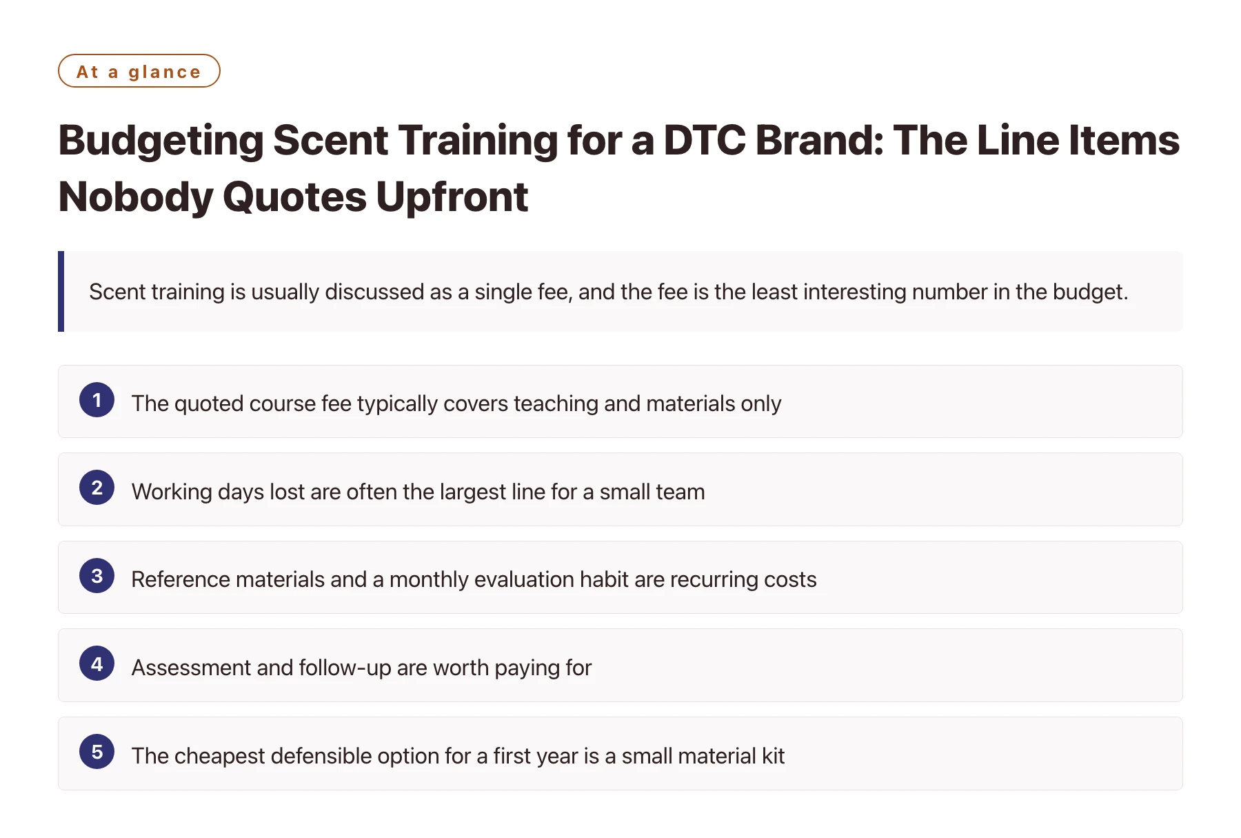 Budgeting Scent Training for a DTC Brand: The Line Items Nobody Quotes Upfront——全文要点速览